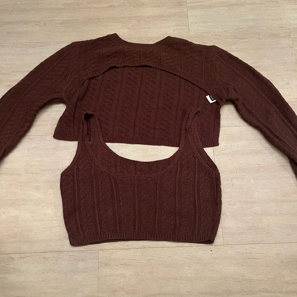 cutout sweater and tank top set